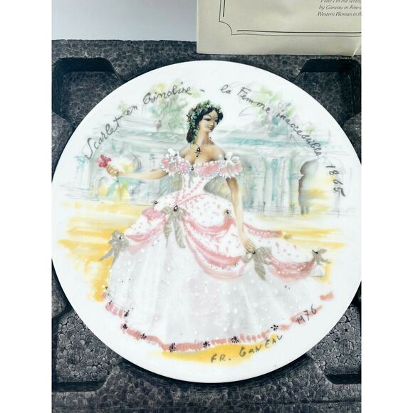 Limoges Scarlet In Crinoline The Inaccessible Woman 1865 Collector’s Plate w box - Picture 1 of 7